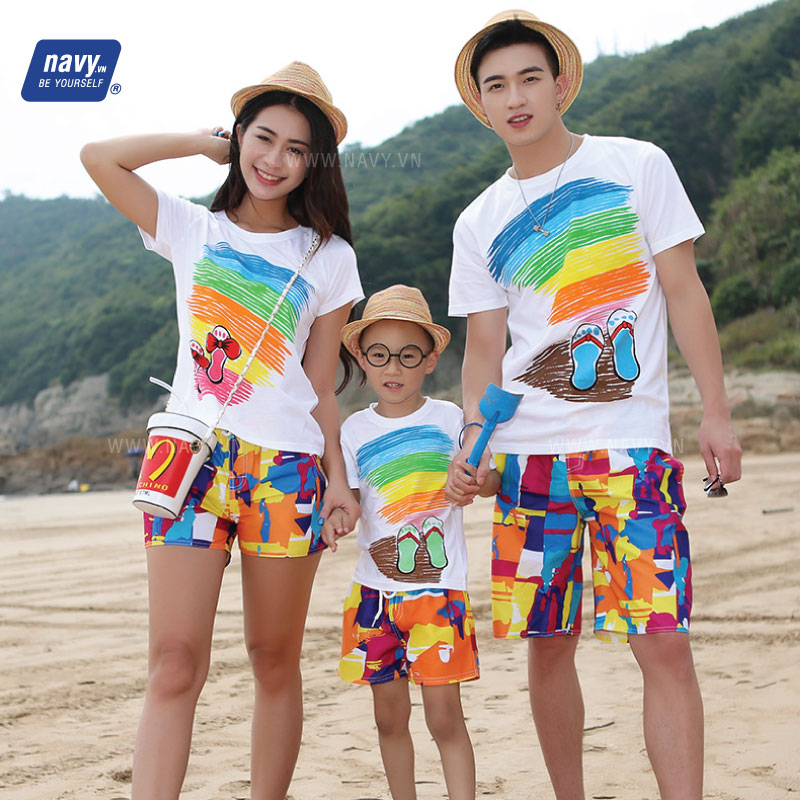 bộ quần áo gia đình đi biển 3 người - Đồng Phục Thiên Phước