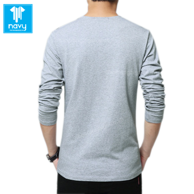 Quần Áo Cho Người Béo Nam Tay Dài Cổ Chữ V Navy Mã BS1582