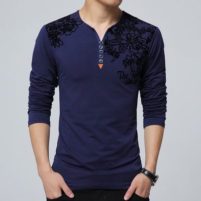 Áo Big Size Nam Tay Dài Cổ Chữ V Navy Mã BS1782