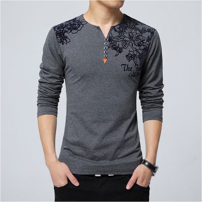 Quần Áo Cho Người Béo Nam Tay Dài Cổ Chữ V Navy Mã BS1582