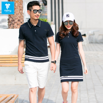 Áo Váy Gia Đình Navy Xanh Phối Sọc Trắng Mã XV039