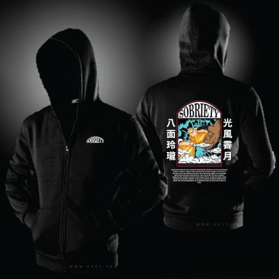 Áo Hoodie Zip Big Size Navy HZ0024T