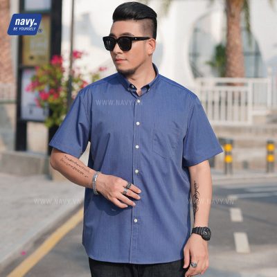 Áo Sơ Mi Denim Cho Nam Béo Tay Ngắn BS1811