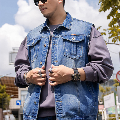 Áo Khoác Jean Ba Lỗ Nam Mập Navy BS2481