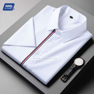 Sơ mi big size phối sọc Navy BS2007