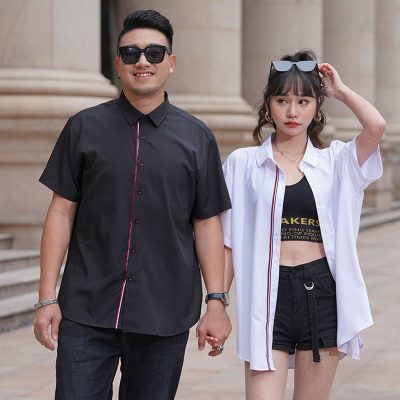 Sơ mi big size phối sọc Navy BS2007