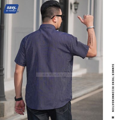 Áo Sơ Mi Cho Nam Béo Navy BS2032