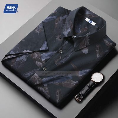 Áo Sơ Mi Big Size Họa Tiết Navy BS2033