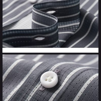 Áo Sơ Mi Cỡ Lớn 2XL-8XL Tay Dài Mỏng Mát Thoáng Khí Sọc Đứng Thương Hiệu Navy BS3278 – Màu Đen