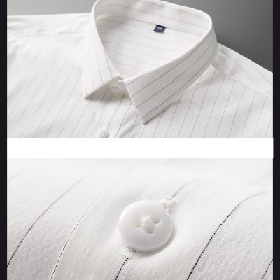 Áo Sơ Mi Nam Mập XL-8XL Thêu Logo Sọc Đen Tay Dài Mỏng Mát Thoáng Khí Thương Hiệu Navy BS3279 – Màu Đen