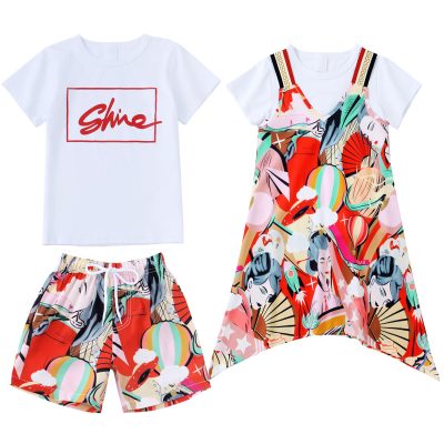 Bộ Áo Váy Gia Đình Đi Biển Mùa Hè NAD374: Chất Liệu Lụa Mềm Mịn, Thoáng Khí Hoàn Hảo