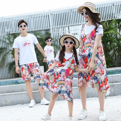 Bộ Áo Váy Gia Đình Đi Biển Mùa Hè NAD374: Chất Liệu Lụa Mềm Mịn, Thoáng Khí Hoàn Hảo