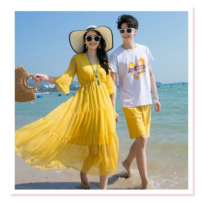 Áo Váy Gia Đình Đồng Điệu NAD395: Set Áo Thun Cotton & Váy Voan Mềm Mại