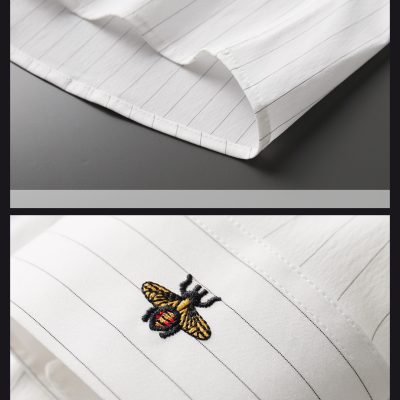 Áo Sơ Mi Nam Mập XL-8XL Thêu Logo Sọc Đen Tay Dài Mỏng Mát Thoáng Khí Thương Hiệu Navy BS3279 – Màu Đen