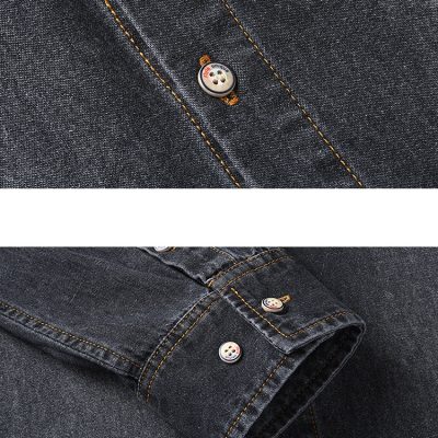 Áo Sơ Mi Denim L-8XL Chất Vải Cotton Mềm Mát, Chất Liệu Bền Bỉ, Phong Cách Vượt Thời Gian, Dễ Phối Đồ Thương Hiệu Navy BS3288 – Màu Đen
