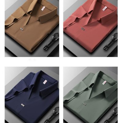 Áo Cổ Trụ Nam Cổ Cách Điệu Đủ Size M- 8XL Vải Thun Lạnh Thể Thao Chống Nhăn Mõng Mát Co Giãn Thương Hiệu Navy BS3350-Màu Đỏ Gạch
