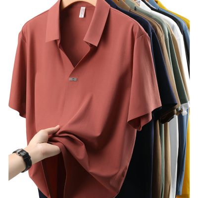 Áo Cổ Trụ Nam Cổ Cách Điệu Đủ Size M- 8XL Vải Thun Lạnh Thể Thao Chống Nhăn Mõng Mát Co Giãn Thương Hiệu Navy BS3350-Màu Đỏ Gạch