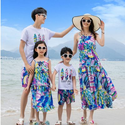 Áo Váy Gia Đình Thời Trang NAD404: Vải Áo Cotton Thoáng Khí, Váy Lụa Mịn Mát Cho Mùa Hè