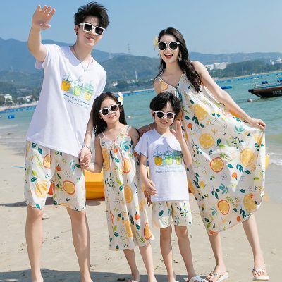 Áo Váy Sơ Mi Gia Đình Mùa Hè NAD410: Chất Lụa Mềm, Thoáng Khí, Phong Cách Biển