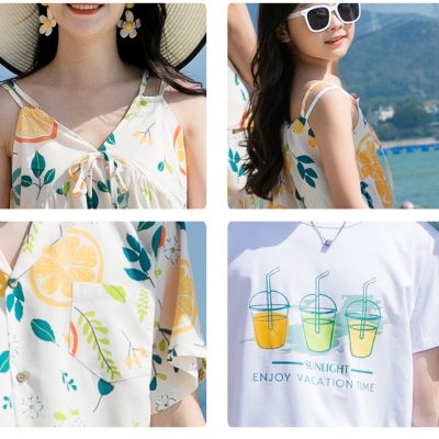 Áo Váy Sơ Mi Gia Đình Mùa Hè NAD410: Chất Lụa Mềm, Thoáng Khí, Phong Cách Biển