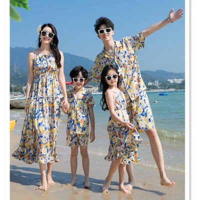 Quần Áo Gia Đình Đi Biển NAD408: Sơ Mi Chất Lụa Mịn, Thoải Mái Hoạt Động Mùa Hè