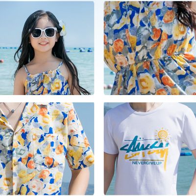 Quần Áo Gia Đình Đi Biển NAD408: Sơ Mi Chất Lụa Mịn, Thoải Mái Hoạt Động Mùa Hè