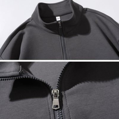 Áo Khoác Khóa Kéo Nửa Từ M-8XL Chất Thun 2 Da Dày Vừa Mềm Mịn Co Giãn Navy BS3302 – Trắng