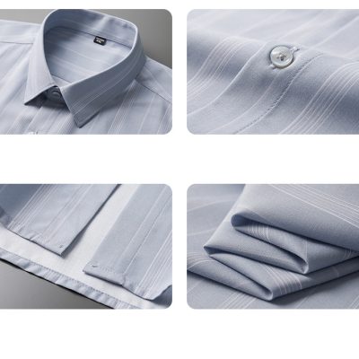 Áo Sơ Mi Cỡ Lớn XL-8XL Tay Ngắn Mỏng Mát Thoáng Khí Sọc Đứng Thương Hiệu Navy BS3280 – Màu Xanh