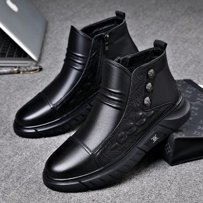 Giày Boot Nam Tăng Chiều Cao GTD001-ĐenThường