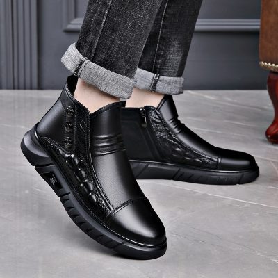 Giày Boot Nam Tăng Chiều Cao GTD001-ĐenThường