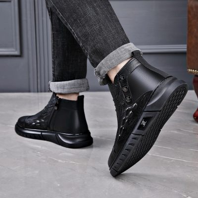 Giày Boot Nam Tăng Chiều Cao GTD001-ĐenThường