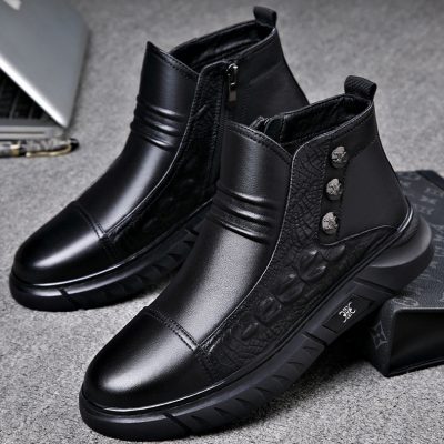 Giày Boot Nam Tăng Chiều Cao GTD001-ĐenThường