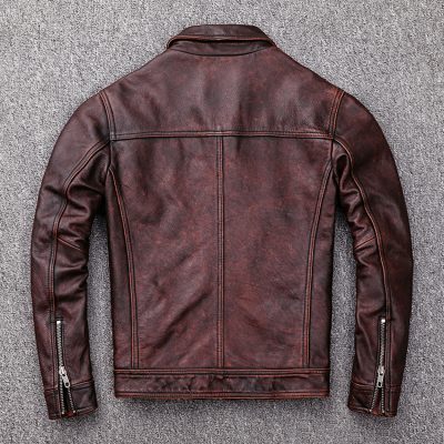 Áo da nam size lớn AKD027 nâu đỏ