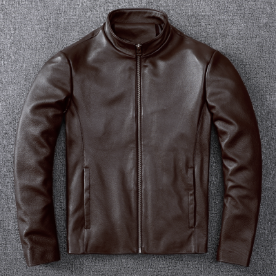 Áo da nam size lớn AKD031 nâu đậm