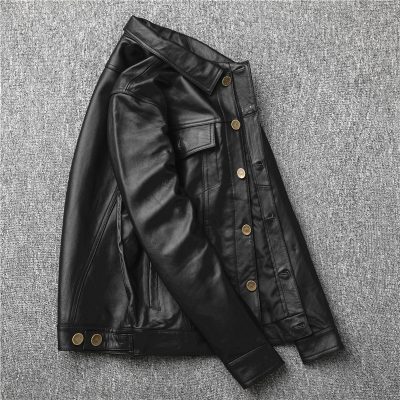 Áo da nam đẹp AKD030 đen