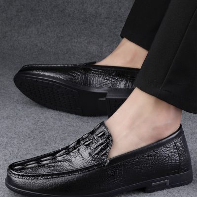 Giày da thật nam GTD049 đen