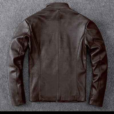 Áo da nam size lớn AKD031 nâu đậm