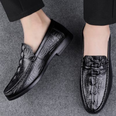 Giày da thật nam GTD049 đen