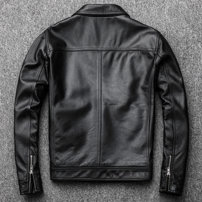 Áo da bò thật big size AKD014 đen