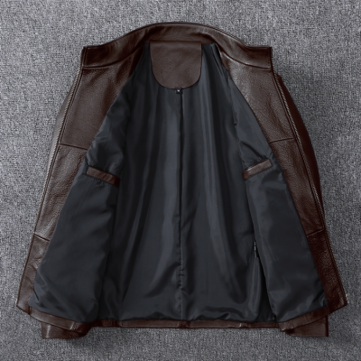 Áo da nam size lớn AKD031 nâu đậm