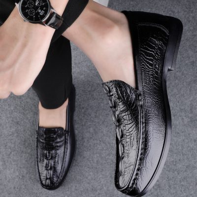 Giày da thật nam GTD049 đen