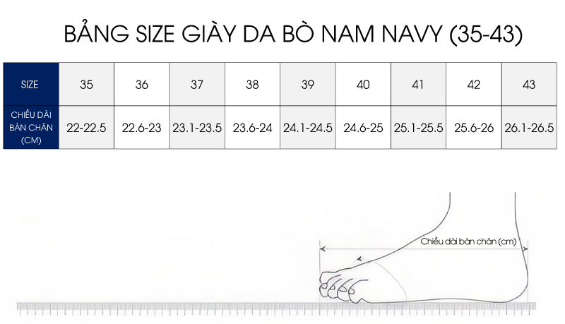 bảng size giày