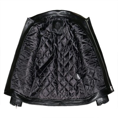 Áo da bò thật big size AKD014 đen