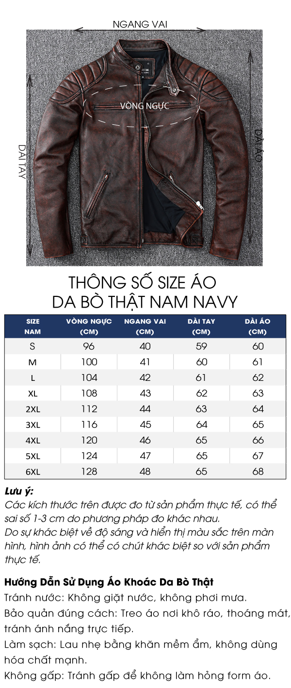 Áo da bò nam size lớn