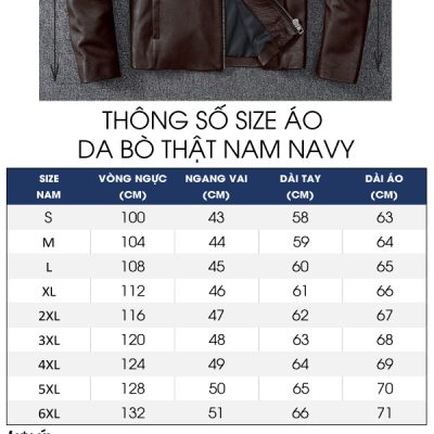 Áo da nam size lớn AKD031 nâu đậm