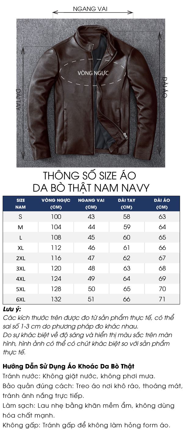 Áo khoác da nam size lớn