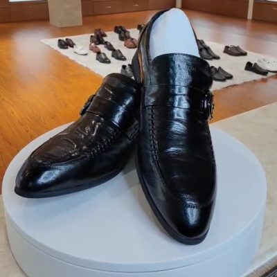 Giày Da Nam GTD016 Da Cừu Đen (Dép Đế Rỗng)