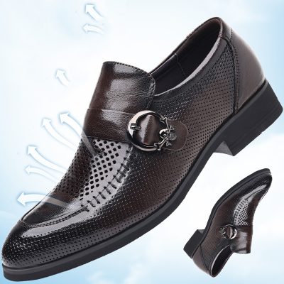 Giày Da Nam GTD016 Da Cừu Đen (Dép Đế Rỗng)