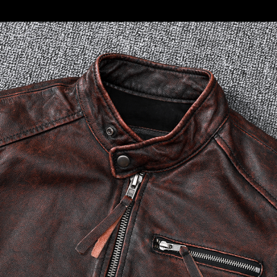 Áo da thật size lớn AKD022 nâu