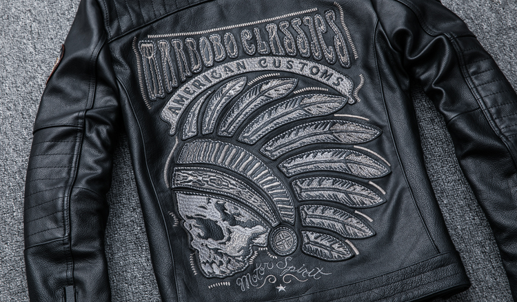 áo khoác da bò nam cổ đứng